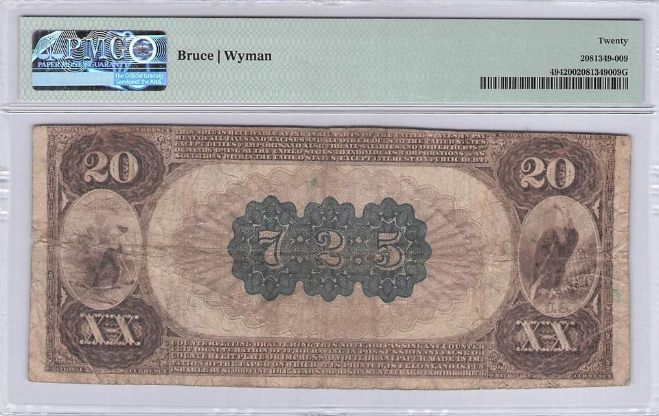 1882 $20 National Brown Back Bank Note *SAINT PAUL* MN Fr#494 PMG VF20 CH#725 - Image 2 of 2