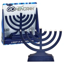 Rite Lite Go Menorah Mini Metallic Electric Menorah - LED Battery/USB Powered Ch