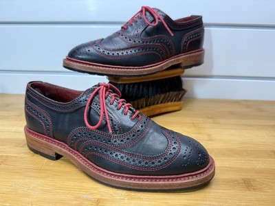 Allen Edmonds Ridgeway Black Red Leather Wingtip Oxford Shoes 6.5 E