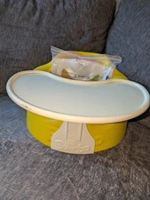 Bumbo Floor Seat with Tray Yellow Infant Soft Chair with Safety Straps Included!