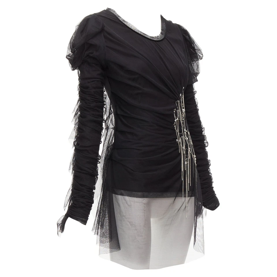 Top Faith Connexion malla superpuesta cadena cristal mujer negro talla 34 Foto 3 de 4