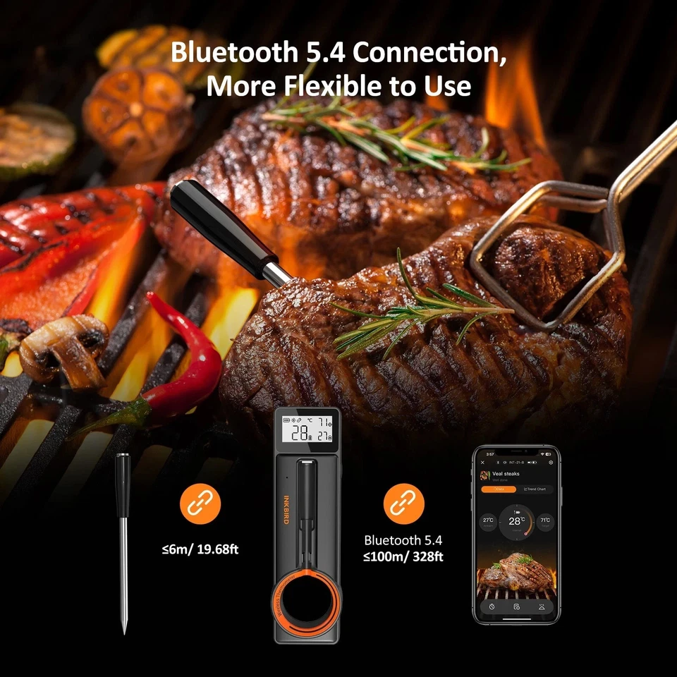 INKBIRD Bluetooth Grillthermometer Fleischthermometer Ofen Smoker Grill IP6X CF - Bild 4 von 4