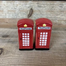 VINTAGE Phone Booth Ceramic SALT PEPPER SHAKERS 