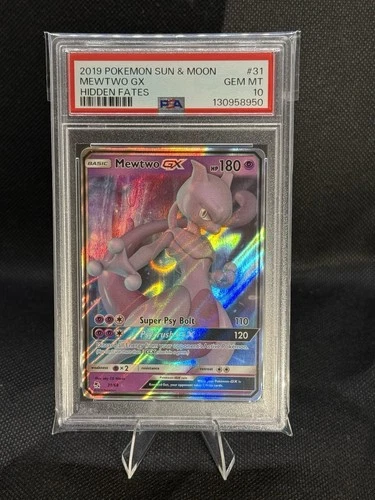 2019 Pokemon Sun & Moon Hidden Fates Mewtwo GX #31 PSA 10