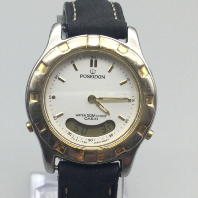 Vintage Poseidon Casio Watch Women 31mm Gold Silver Tone 362 Vintage Poseidon Casio Watch Women 31mm Gold Silver Tone 362
