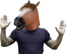 Adult Horse Full Head Latex Mask Bizarre Funny Mask for Halloween Cosplay Props