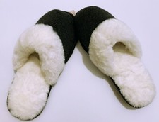 Victorias Secret Super Soft Faux Fur Knit Slippers Cozy Warm S 5-6 Dark Gray