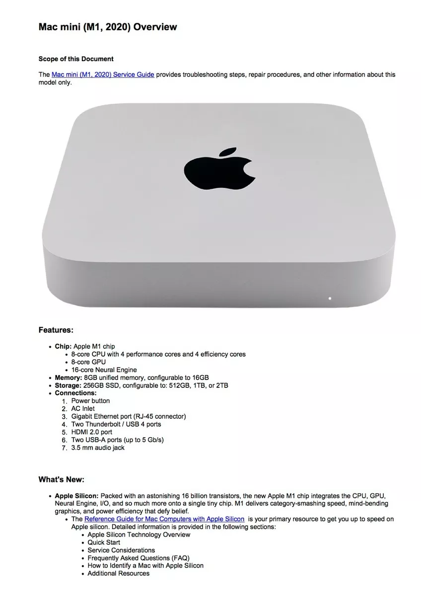 Mac mini M1,2020 Service Technical Guide to Repairing/Reassembling PDF file