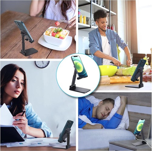 Portable Cell Phone Desk Stand Holder Desktop Mount Aluminum For iPhone BLACK - Picture 9 of 16