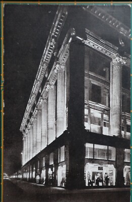 Alte Postkarte 1922 London Selfridges By Night Flutlicht