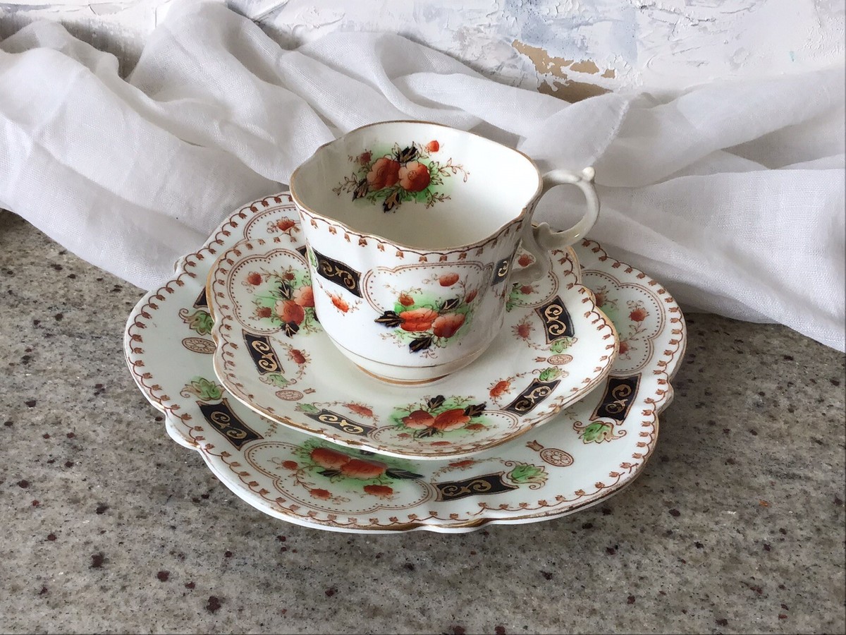 Antique Mayer and Sherratt Melba Ware China Teacup Trio Set C1921+