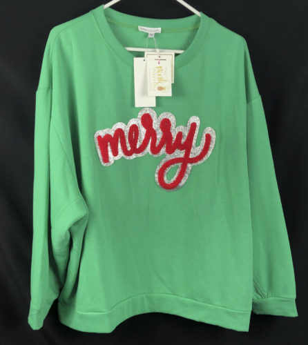 Sweat-shirt Mary Square Jules Noël joyeux rouge vert confortable taille moyenne NEUF - Photo 1 sur 7