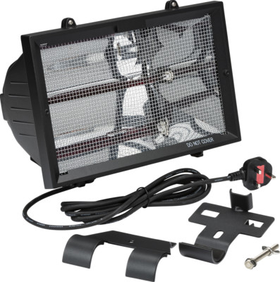 Knightsbridge Lagerheizung 230V IP24 1,3kW Kurzwellen Infrarotheizung schwarz