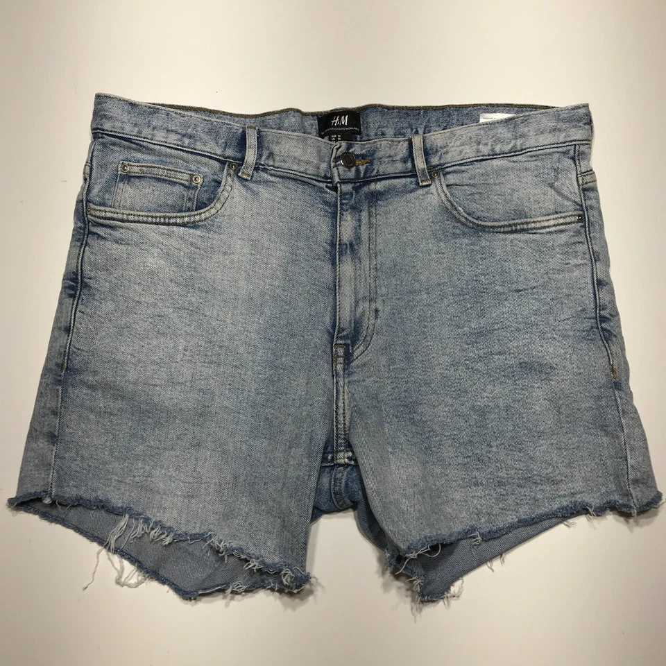 Pantalones Cortos H&M Para Hombre Talla 36 Calce Ajustado Hágalo Usted Mismo Corte Denim Jean Azul Lavado Claro Foto 2 de 4