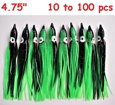 10-100 pcs 4.75" Green/black Hoochie squid octopus skirts fish lures select Qty