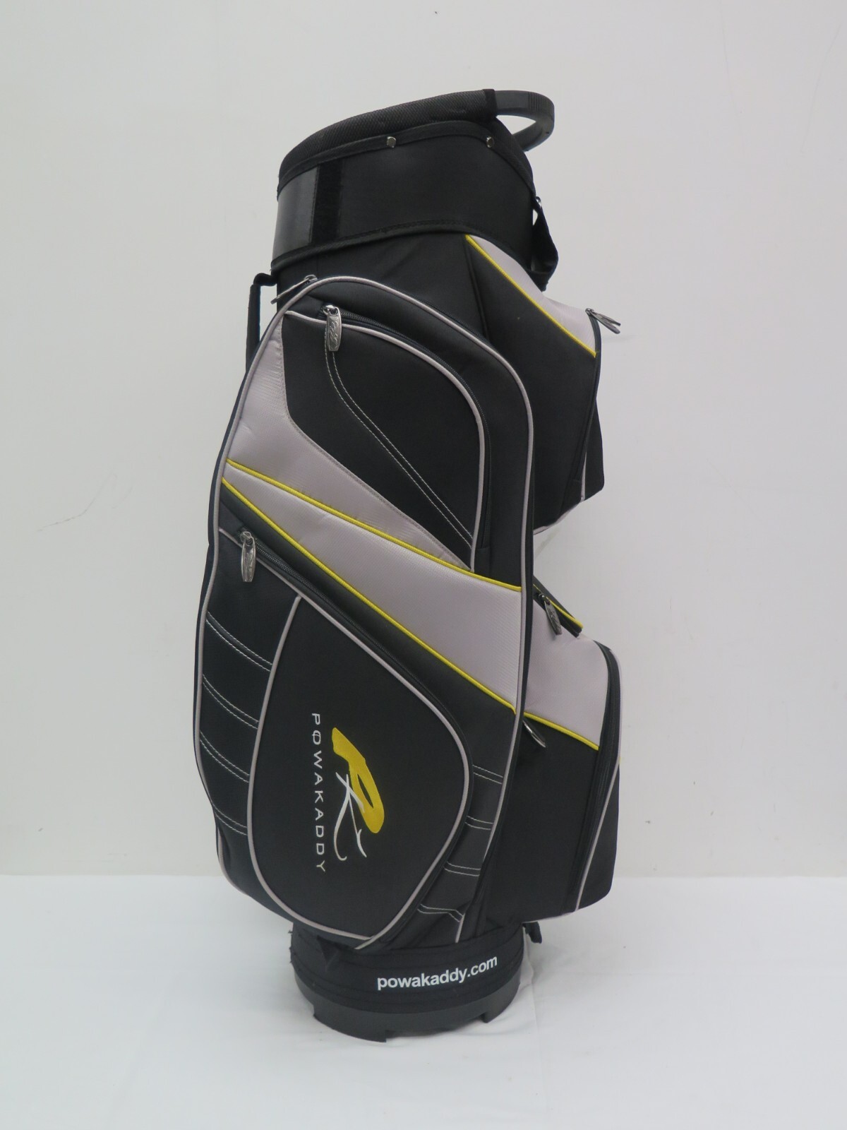 Powakaddy black grey yellow multiple compartment golf bag with hood eBay