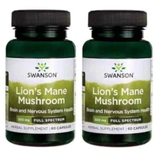 SWANSON LION'S MANE Mushroom 500mg 2 x 60 capsules