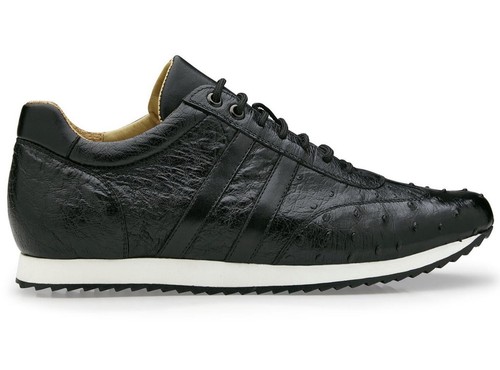 Belvedere Parker Sneaker Black Genuine Ostrich and Soft Italian Calf 6004 - Picture 3 of 5
