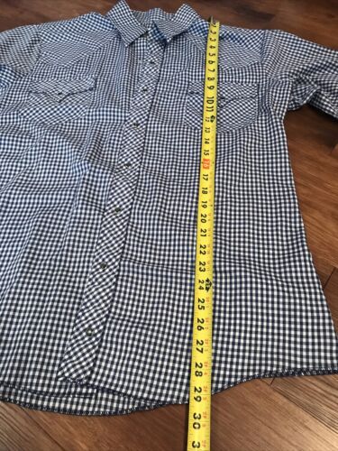 DJ Dickson-Jenkins Western Snap Long Sleeve L Blue Checked Pockets Lightweight - Picture 3 of 10