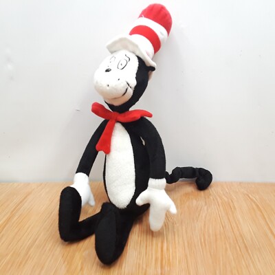 14'' Universal Studios Dr. Seuss Cat In The Hat Bean Bag Plush Black White Red