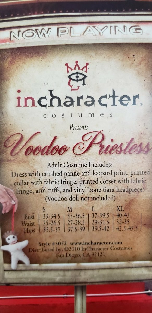 InCharacter Womens VOODOO PRIESTESS Complete Halloween Costume M Dress Cosrset