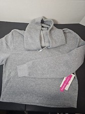 Women's Gray Heather Fleece Crop Top Hoodie Size Large NWT