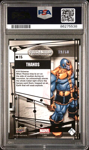 THANOS 2015 UD Marvel Vibranium RADIANCE Parallel 19/50 - PSA 8 - RARE - LOW POP - Picture 2 of 2
