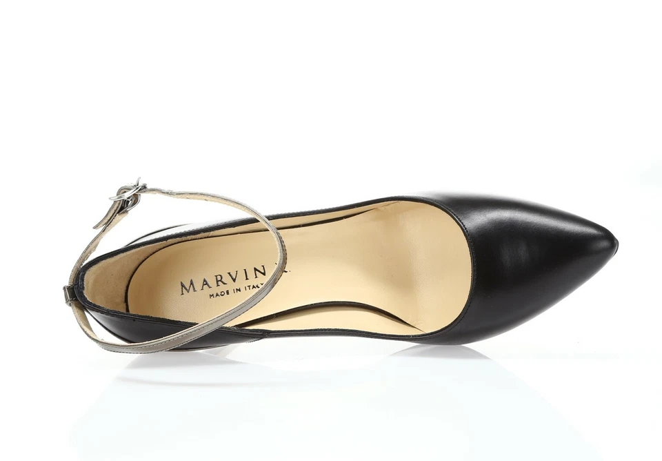 Marvin K Catarina Women's Black Calf Combo Ankle Strap Pumps Sz. 7 - Image 3 of 4