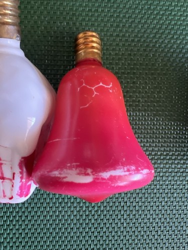 4 Vtg Christmas Milk Glass Light Bulb Ornaments Japan Bell Lantern+ Untested - Picture 8 of 16