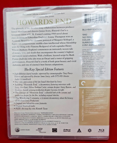 Howards End (Blu-ray Disc, 2009, Criterion Collection) New, Sealed - Picture 3 of 3