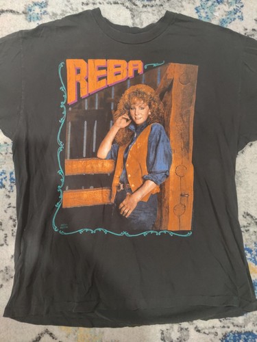 T-shirt punto singolo Reba Mcentire On Tour 1992 nera taglia XL scuderie - RARA! - Foto 2 di 12