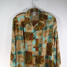 Maggie Sweet Womens Long Sleeve Button Up Shirt Size L Polyester USA Made
