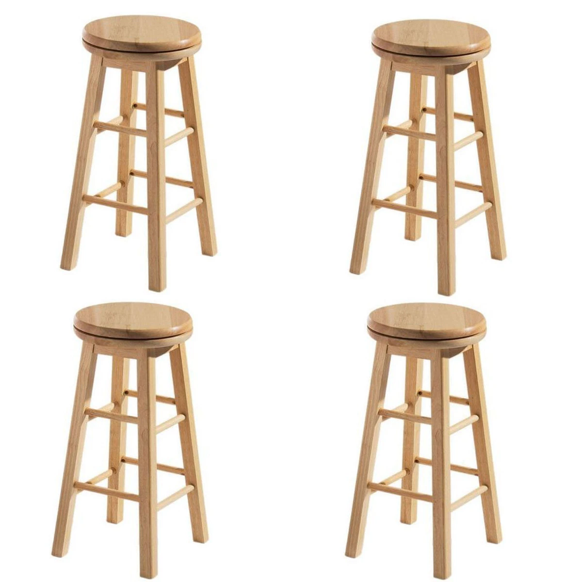 Kitchen Breakfast Bar Pub Stool Revolving Wooden Swivel Rubberwood Home Office