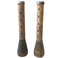 x2 Antique 12" Large Wooden Cotton Woolen Mill Spools Cottage Craft