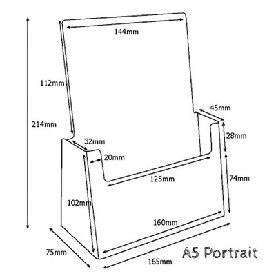 A5 Klar Plexiglas Prospekthalter Prospektständer Arbeitsplatte Hochformat Menü Flyer