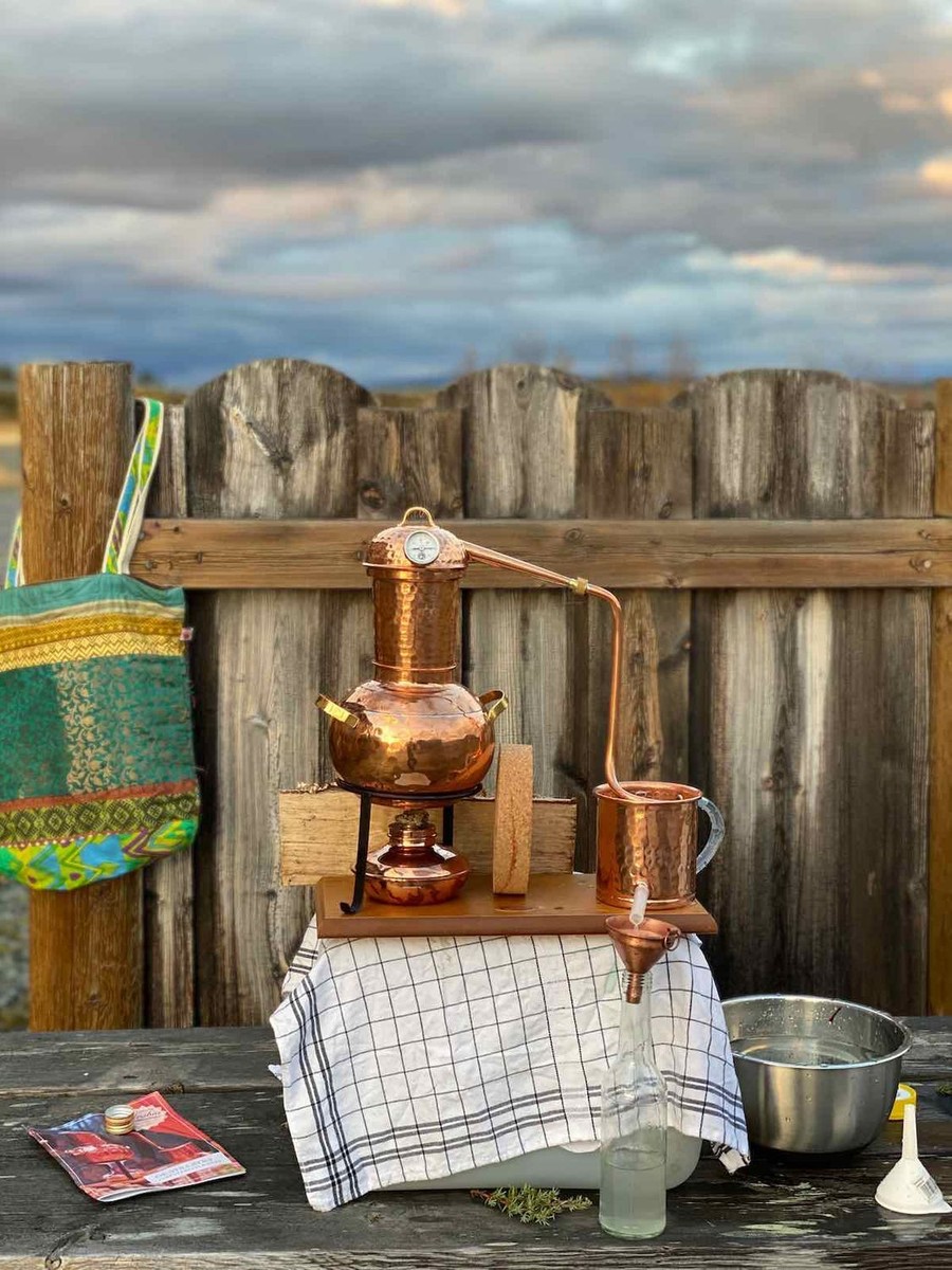 ALKIMISTA Lusa Alambic en cuivre pour extraction d'herbes aromatiques avec thermomètre 10 l