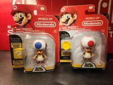 World of Nintendo 4" Figure 2 Lot: Blue Toad & Red Toad