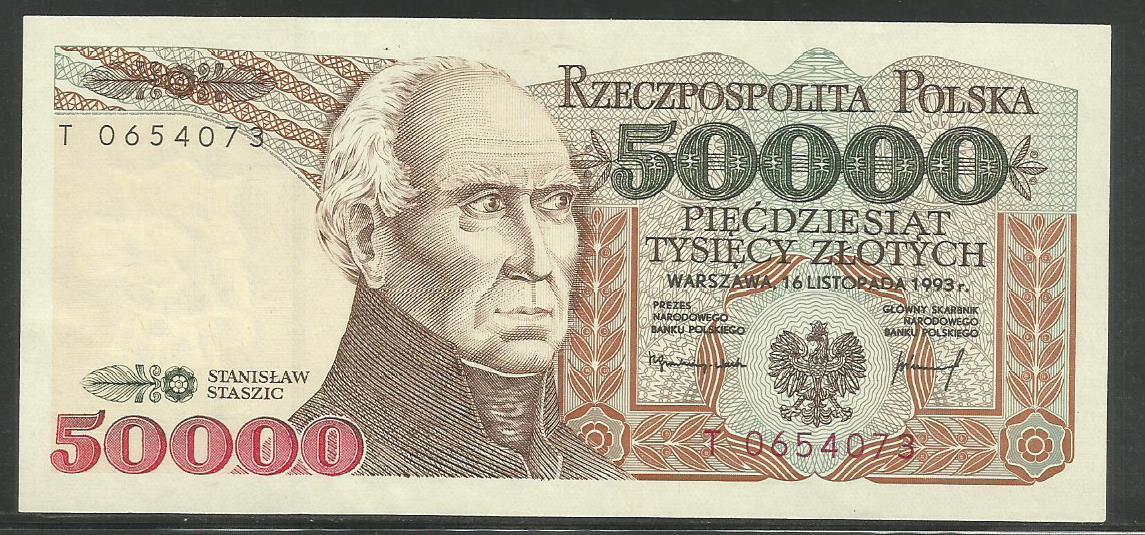 Poland P-159 50,000 Zlotych 1993 Unc
