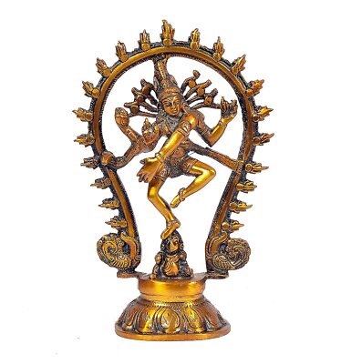 Brass Natraj Dancing Shiva Idol Statue Figurine 8.8''