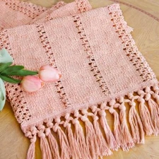  Macrame Table Runner 90 Inches Long Boho Spring Table Runner, 12" x 90" Pink