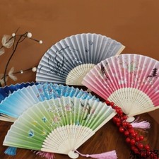 10pcs Vintage Folding Fan Chinese Pattern ArtCraft HomeDecoration Ornament Dance