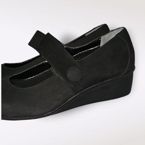 ROSS HOMMERSON “ELSA” Sz 9M Black Nubuck Leather Mary Jane Wedge Classic SB4 - Picture 13 of 14