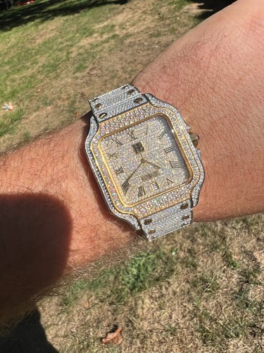 Real Iced Harlembling Mens Watch Real Automatic Movement Hip Hop Two Tone Gold - Picture 13 of 16