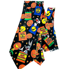 Looney Tunes Mania Men's Novelty Halloween Neck Tie Warner Bros. 1995 Pumpkins