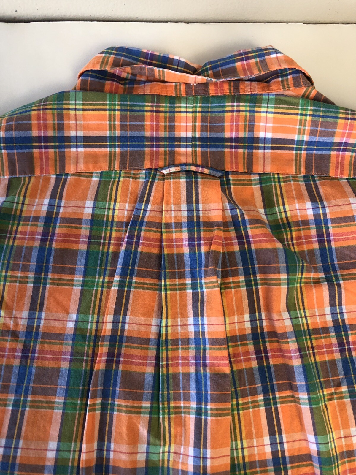 Polo Ralph Lauren Button Down Dress Shirt Mens SZ Large Orange Green Plaid READ! thumbnail 9