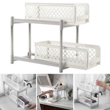 2 Tier Sliding Pull Out Basket Under Sink Kitchen Cabinet Baskets Storage Drawer
