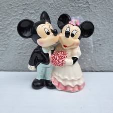 Mickey And Minnie Mouse Disney Bride Groom Wedding Cake Topper Figurine Ceramic