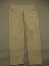 ADIDAS Size M Womens Beige Cotton Blend Stretch Waist Zip Pocket Track Pants 237