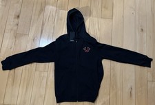 NWT True Religion Mens Flock Triology Zip Hoodie Jet Black Medium
