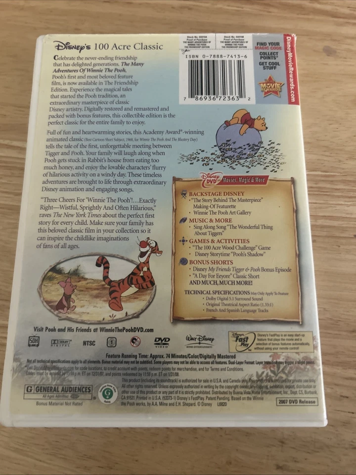 Disney The Many Adventures of Winnie the Pooh (DVD, 2007, The Friendship Ed.) - Image 3 of 4